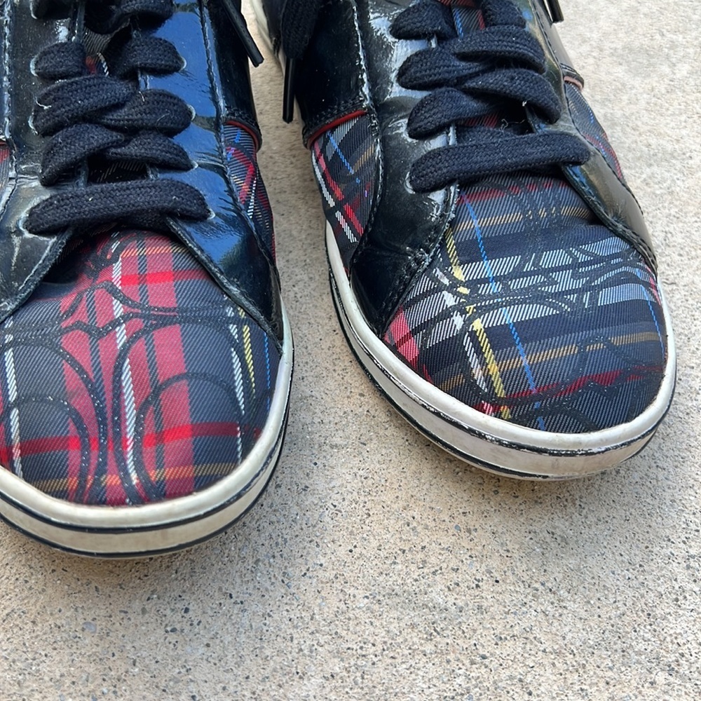 💚Coach Finch Plaid High Top Sneakers women's Size 7 - Picture 8 of 12